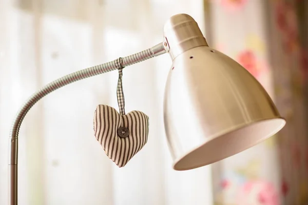 Cloth Heart Decoration Hanging Lamp Pillar Windeow — Stock Photo, Image