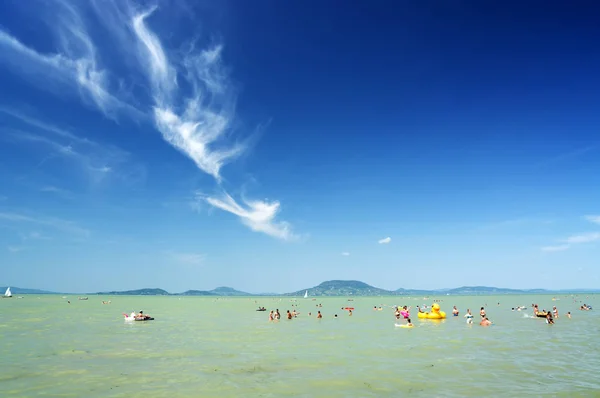 Beach Scene Lake Balaton Balatonfenyves Hungary — Stock Photo, Image