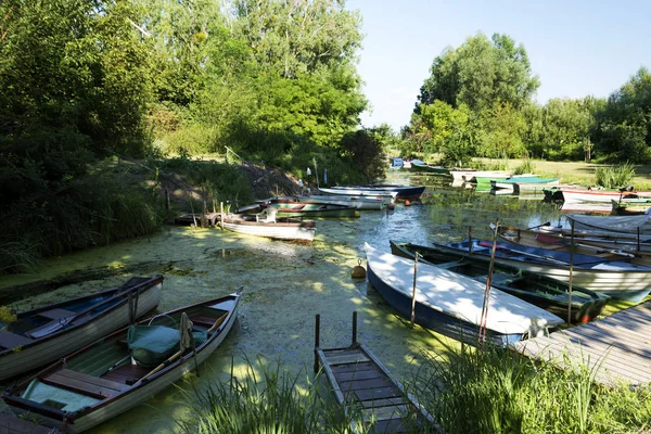 Angler Boats Lake Balaton Hungary — Stock Photo, Image