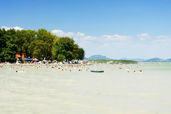 Adegan Pantai Danau Balaton Hungaria Balatongyorok — Stok Foto