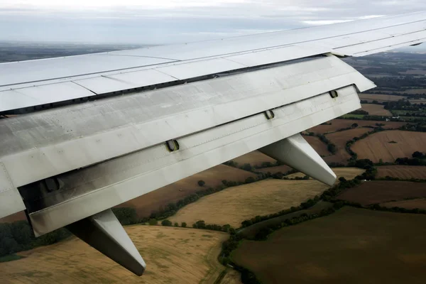 Křídlo Letadla Před Přistáním Stock Fotografie