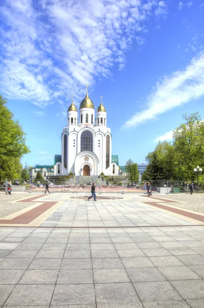 Kaliningrad Rusko Může 2018 Katedrála Krista Spasitele Náměstí Vítězství Hlavním — Stock fotografie