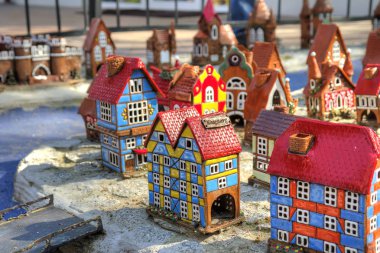 SVETLOGORSK, RUSSIA - April 29.2018: Scale model of the ancient city of Koenigsberg, made from souvenir houses clipart
