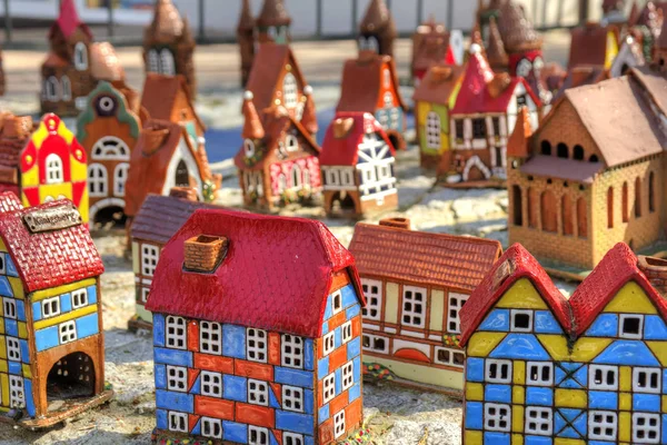 Svetlogorsk, Rusya - Nisan 29.2018: antik şehir Koenigsberg, Hediyelik eşya evler maketi