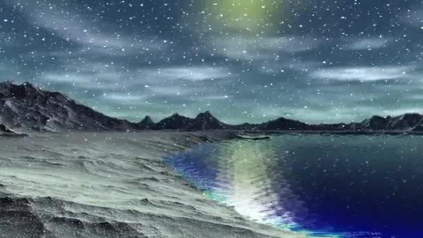 Planète Extraterrestre Fantastique Montagne Eau Animation Panorama — Video