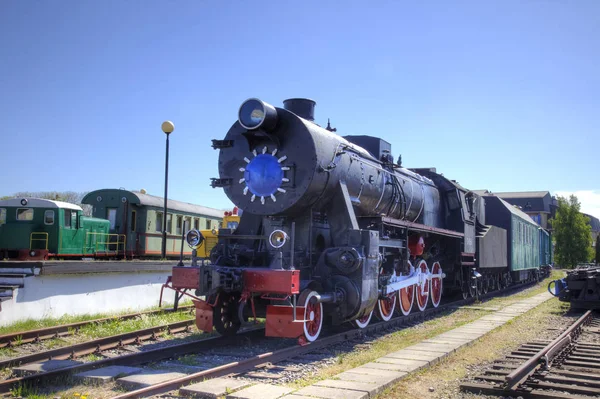 Kaliningrad Rusko Květen 2018 Území Muzeum Železniční Dopravy Staré Vlaky — Stock fotografie
