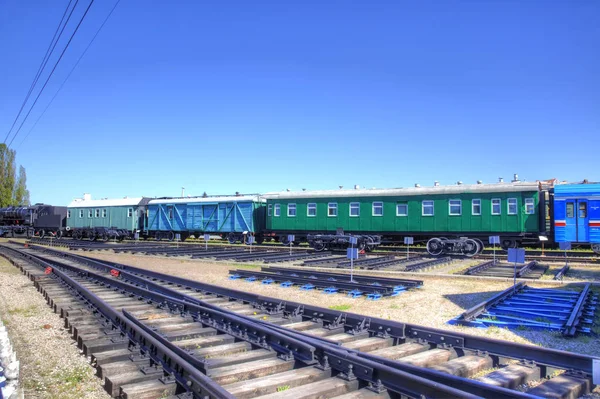 Kaliningrad Russie 2018 Territoire Musée Transport Ferroviaire Anciens Trains Wagons — Photo