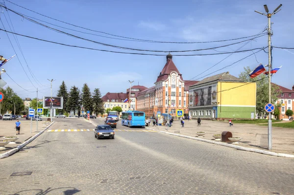 Gusev Russia Maggio 2018 Regione Kaliningrad Victory Square Piazza Centrale — Foto Stock