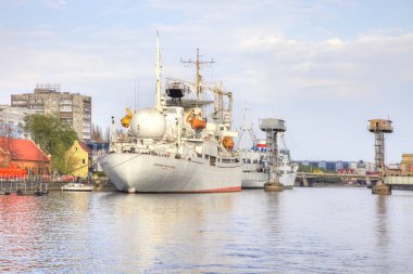 Kaliningrad, Rusya Federasyonu - Nisan 30.2018: araştırma gemisi kozmonot Viktor Patsayev, dünyanın tek alan iletişim gemi. Dünya Okyanus Müzesi