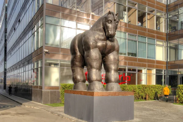 Moscow Rússia Novembro 2018 Escultura Cavalo Tróia Área Centro Negócios — Fotografia de Stock