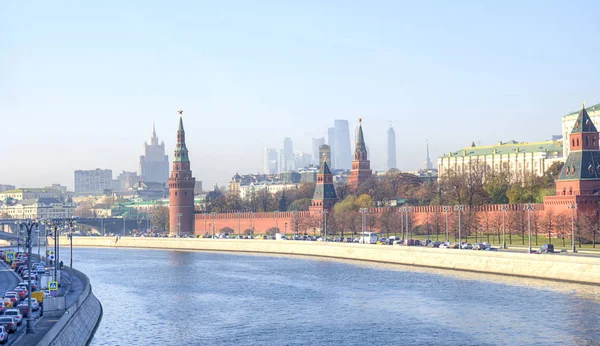 Panorama Över Staden Moskva Moskvafloden Och Kreml — Stockfoto