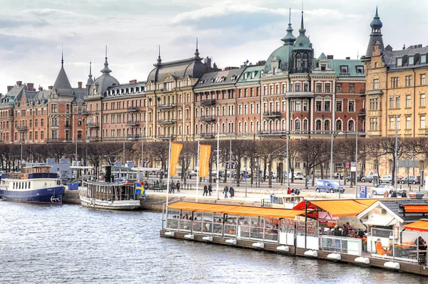 Stockholm Švédsko Může 2013 Město Nábřeží Historickém Centru Města — Stock fotografie