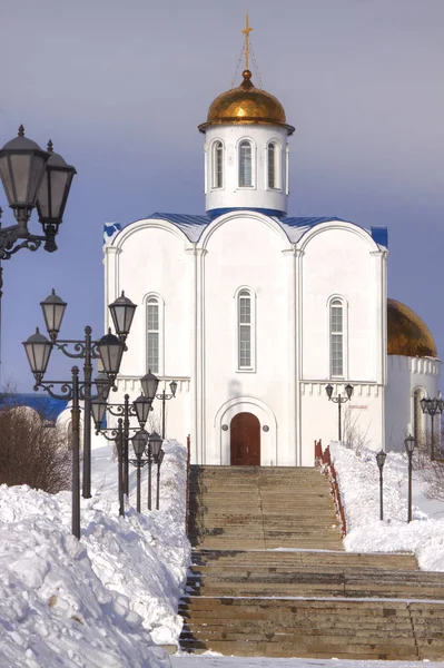 Город Мурманск Православная Церковь Спасителя Водах — стоковое фото