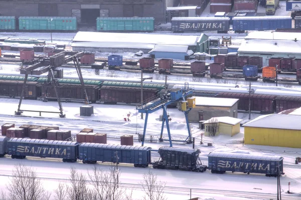 Murmansk Russland März 2009 Güterbahnhof Der Stadt Murmansk — Stockfoto