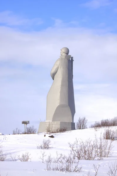 Murmansk Rússia Março 2009 Escultura Soldado Alesha Memorial Aos Defensores — Fotografia de Stock