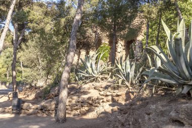 Barselona da Park Guell. Park Gaudi tarafından tasarlanmış ve 1900-1914 yılında inşa 