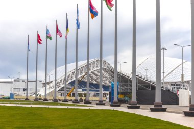 Caucasus, Sochi, Rusya Federasyonu - Nisan 27.2015: Kış Olimpiyat Oyunları 2014 Olimpiyat nesneleri. Mekan açılış ve kapanış Kış Olimpiyat Oyunları