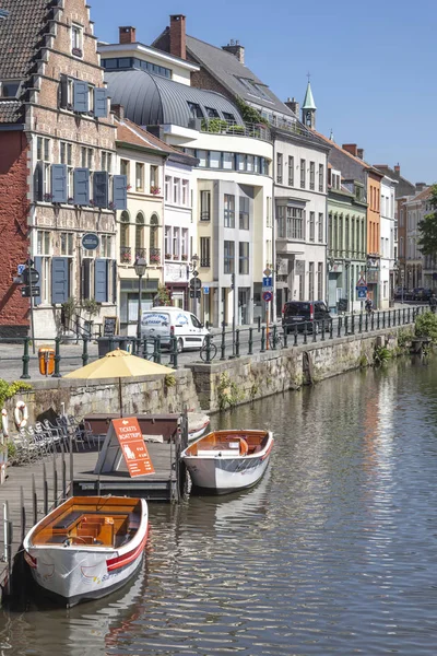 Gent Belgien Mai 2011 Schiffbare Kanäle Auf Dem Fluss Lys — Stockfoto