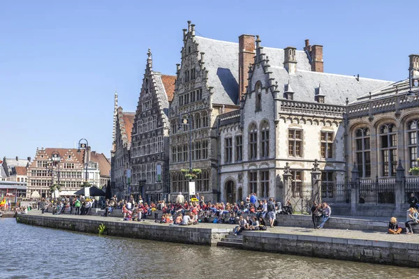 Gent Belgium May 2011 Embankment River Lys Old City Facades — Stock Photo, Image