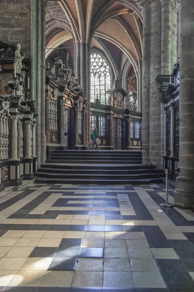 Interiér Starobylé Středověké Katolické Katedrály Svatý Bavo — Stock fotografie
