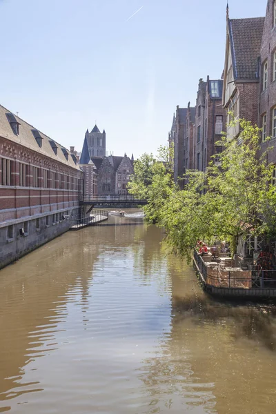 Gent Belçika 2011 Olabilir Gezilebilir Kanallar Tarihi Merkezinde Lys Nehri — Stok fotoğraf