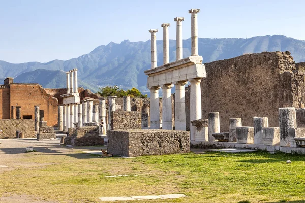 The city of Pompeii buried under a layer of ash by the volcano M — Stock Photo, Image