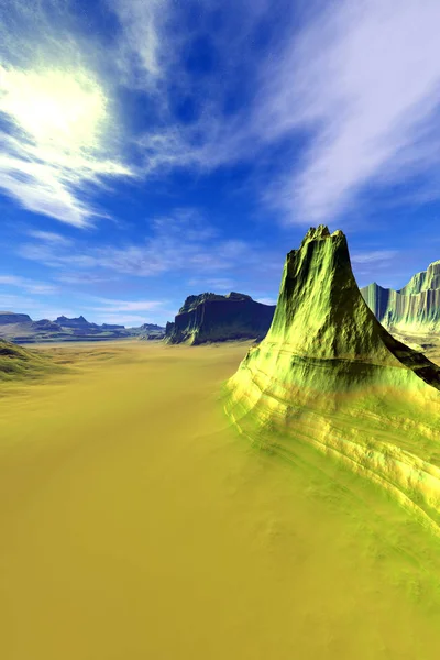 Alien Planet. Mountain. 3D rendering — Stock Photo, Image