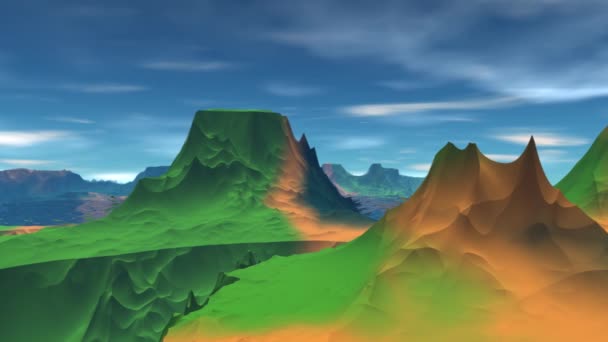 Fantasy Främmande Planet Berg Och Vatten Animation Panorama — Stockvideo