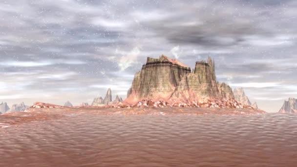 Buitenaardse Planeet Berg Water Animatie Panorama — Stockvideo