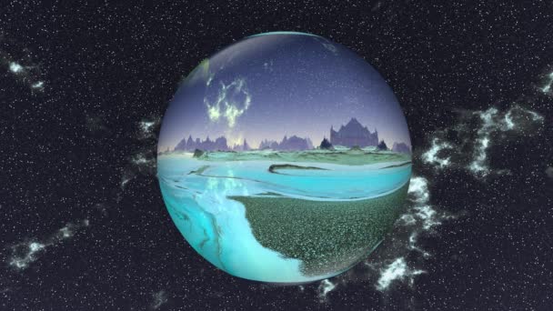 Bolygó Elforgatja Csillagos Eget Animáció — Stock videók