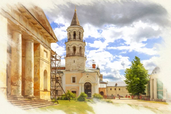 Torzhok. Novotorzhsky Borisoglebsky Monastery. Imitation of the — Stock Photo, Image