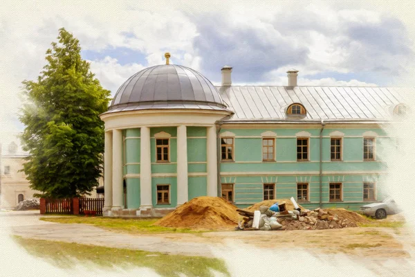Торжок. Торжок. Новоторжский Борисоглебский монастырь. Имитация — стоковое фото