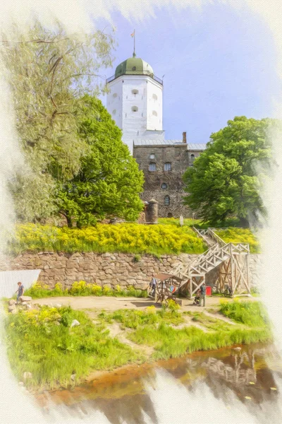 Imitación de la imagen. Ciudad de Vyborg. Castillo — Foto de Stock