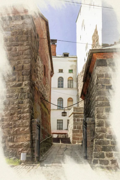 Imitation av bilden. City Vyborg. Slottet — Stockfoto