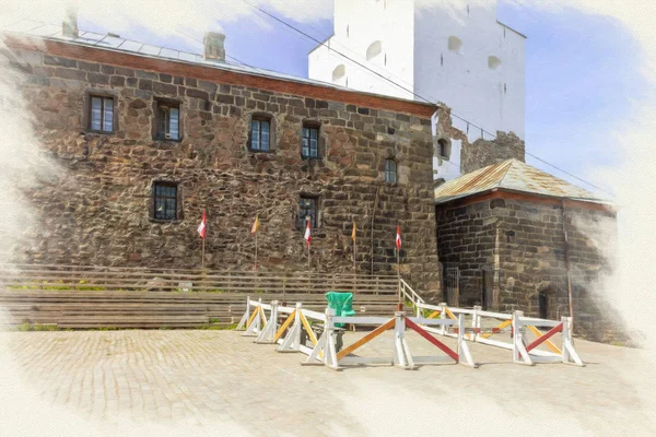 Imitación de la imagen. Ciudad de Vyborg. Castillo — Foto de Stock
