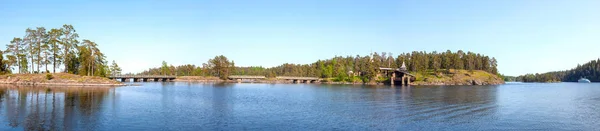 Wyspa Monastyrsky, Valaam. Kaplica wszystkich świętych w Valaam. Panorám — Zdjęcie stockowe
