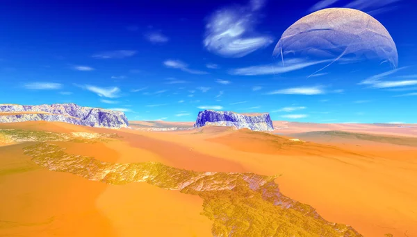 Alien Planet. Desert. 3D rendering — Stock Photo, Image