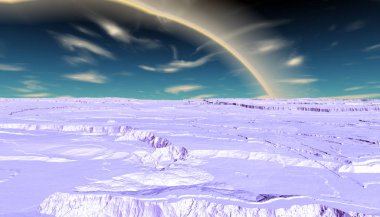 Yabancı gezegen. Dağ. 3D render 