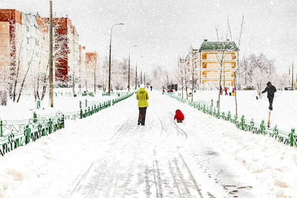 在莫斯科的降雪 — 图库照片