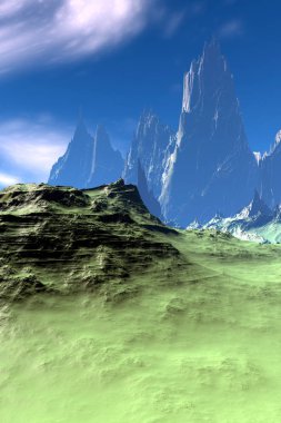 Uzaylı Gezegeni. Çöl. 3d render 