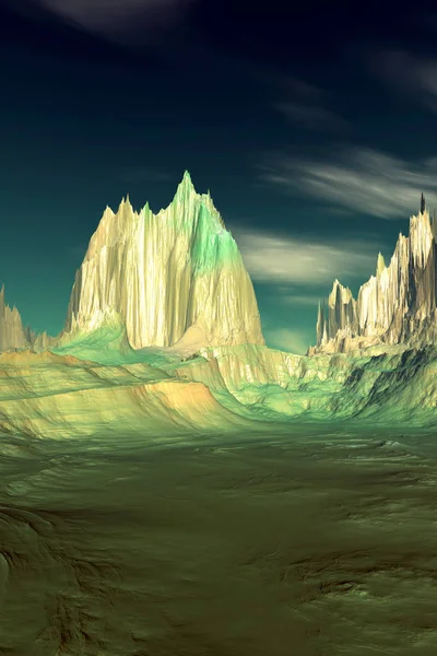 Planeta Alienígena. Deserto. Renderização 3D — Fotografia de Stock