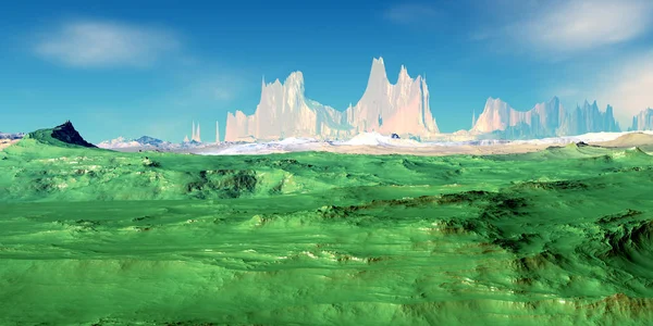 Planeta Alienígena. Deserto. Renderização 3D — Fotografia de Stock