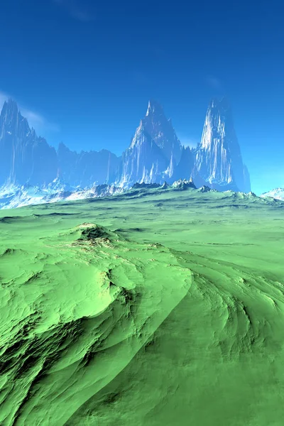 外星行星沙漠。3d 渲染 — 图库照片