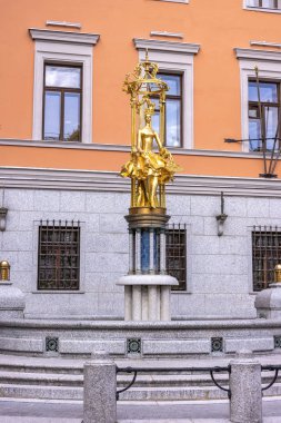 Moskova. Prenses Turandot Çeşmesi Eski Arbat Sokağı 'nda