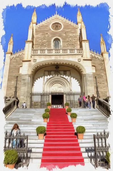 Kyrkan San Jeronimo Real Imitation Oljemålning Illustration — Stockfoto