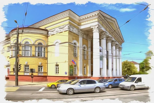 Zdjęcie Zdjęcia Farba Olejna Imitacja Ilustracja Państwowy Teatr Dramatyczny Obwodu — Zdjęcie stockowe