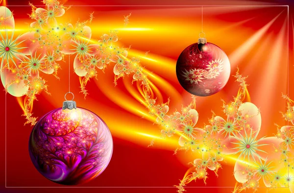 Fraktal Kulkami Świątecznymi Grafika Komputerowa Ilustracja — Zdjęcie stockowe