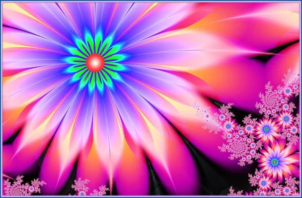 Resmin Çerçevesindeki Doku Soyut Fraktal Bilgisayar Grafikleri Llüzyon Çiçekler — Stok fotoğraf