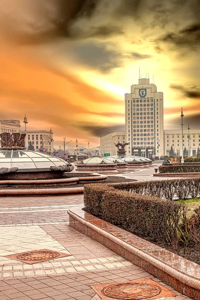 Minsk Belarus Republic Mart 2020 Bağımsızlık Meydanı Ndaki Belarus Devlet — Stok fotoğraf
