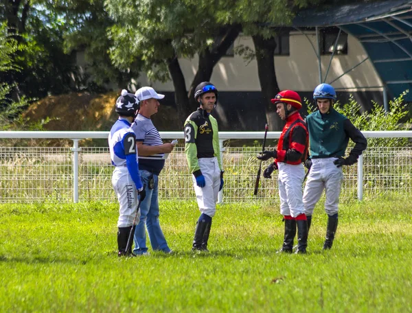 Pyatigorsk Ryssland Augusti 2018 Unknown Jockeys Innan Racing För Priset — Stockfoto